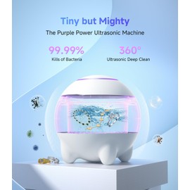 Ultrasonic Jewelry Cleaner Machine, 45KHz Retainer Cleaner Ultrasonic Professional for Dentures, Ring, Earrings Sterling Silver Deep Cleaning with 4 Modes, Timer, Low Noise, 304 Stainless Steel Tank