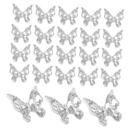 WOONEKY 30pcs 3D Silver Butterfly Nail Charms for DIY Nail Art Suitable for Manicure Crafts