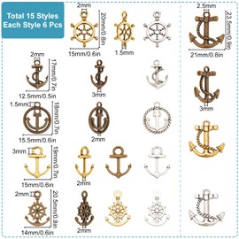 SUNNYCLUE Metal Anchor Charms, Alloy, alloy