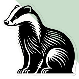 Medium 100mm 'Sitting Badger' Transparent/Clear Sticker Decal for Windows/Cars/Walls (DC00141653)