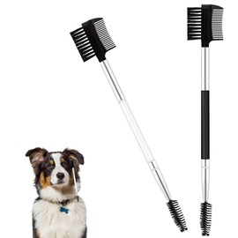 2pcs Double-Headed Dog Eye Comb, Soft Bristles Dog Eye Cleaning Brush 2 in 1 Dog Eye Booger Tear Stain Remover for Puppy Cat Pet Grooming Tools (Black, White)