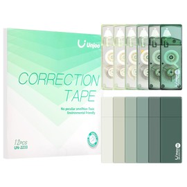 Unjoo White out Correction Tape, Easy To Use Cute Applicator for Instant Corrections, For school, Office Workers (Gradient Green, 5M/196" x 0.2",12pack)