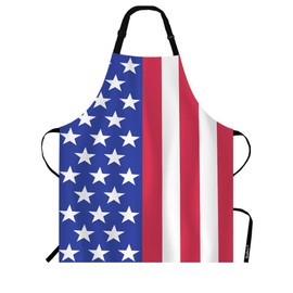 Beabes USA Flag Vertical Kitchen Bib Apron United State of American Flag Country Symbol Design Polyester Adjustable Apron for Outdoor BBQ Gardening 27" X 31" for Chef Waitress