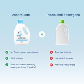 AspenClean Natural Laundry Detergent Unscented - 100% Natural, Organic, HE Liquid Laundry Detergent- Vegan, Non-Bio, Cruelty-Free, Biodegradable - Safe for Babies, Pets & Kids - EWG Certified (2 pack)