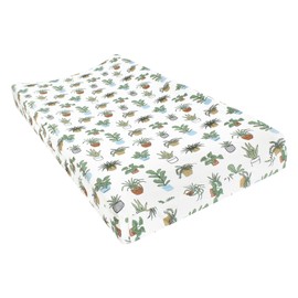 Hudson Baby Unisex Baby Cotton Changing Pad Cover, Plants, One Size