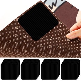 Zhufas Pack of 12 Carpet Non-Slip Underlay, Washable Carpet Grippers for Carpets, Non-Slip Pads, Used for Non-Slip Carpets on Hardwood Floors and Outdoors, Black
