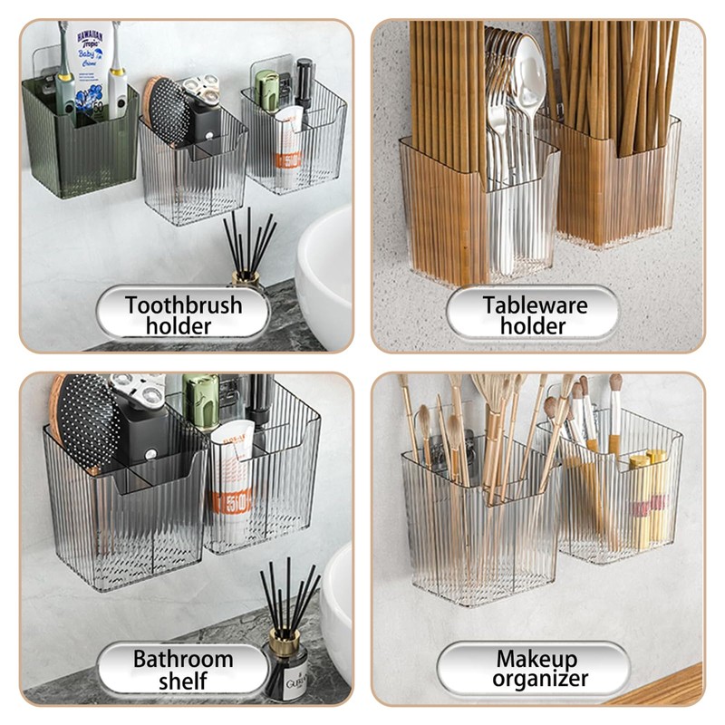 FloralGrace 2-Piece Acrylic Organiser, Clear Makeup Container, Stackable Organiser Baskets