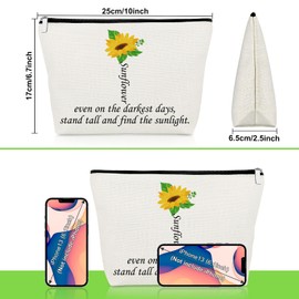 Gevody Sunflower Gifts for Women Daughter Sunflower Lovers Makeup Bag Inspirational Gifts for Girls Her Sister Best Friend Cosmetic Bag Motivational Present Christmas Birthday Present Travel Pouch