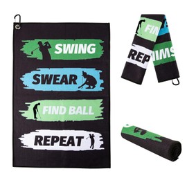 Golf Towel,Printed Golf Towels for Golf Bags with Clip,Golf Accessories Funny Golf Gifts for Men Golfers,Husband Boyfriend Dad,Birthday Gifts for Golf Fan-I Use This Towel to Clean My Balls (Multi)