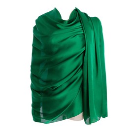 Cyzlland - Bufandas para mujer, 100% seda, largas, ligeras, Verde fresco, 71L*35W inch