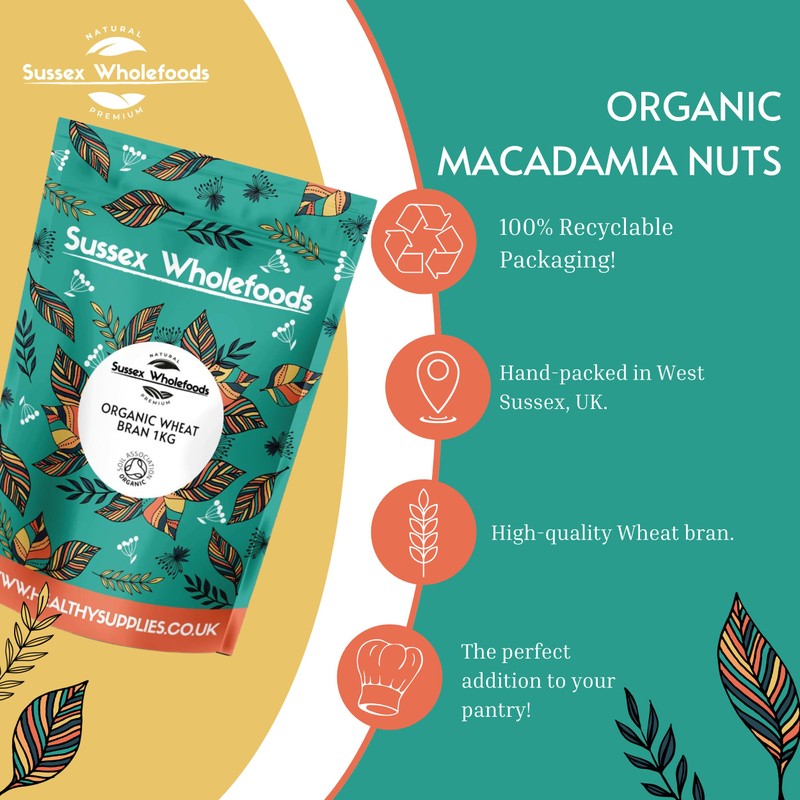 Sussex Wholefoods Organic Macadamia Nuts 500g: Premium Quality, Nutrient-Rich Superfood!