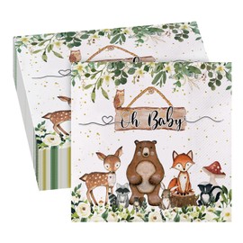 GROVBLE Baby Shower Napkins, Pack of 40 Oh Baby Napkins, Baby Shower Napkins, with Carry Animal Decoration, Ideal for Child and Baby Shower Decoration, Baby Shower Decoration, Boy & Girl Accessories