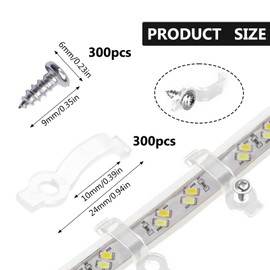Sxutop Pack of 300 LED Strip Holder Transparent Light Mounting Bracket Plastic LED Strip Mounting Clips LED Strip Holder Transparent with 300 Screws for 10 mm Waterproof LED Strip