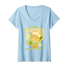 Womens Strawberry Shortcake Lemon Meringue Sweet & Tasty Retro Logo V-Neck T-Shirt