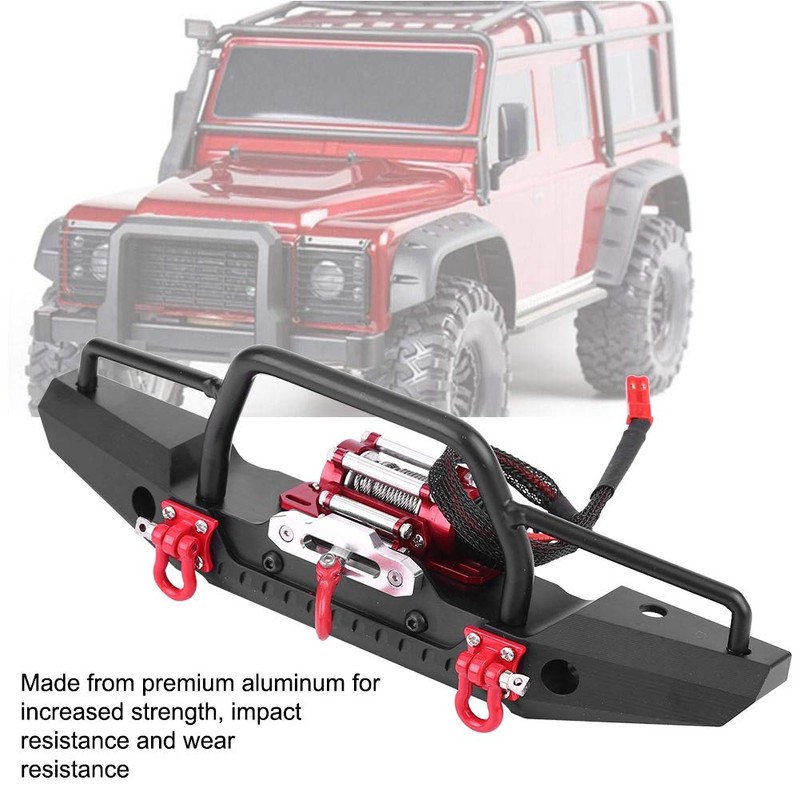 RC Car Front Bumper with Winch, Aluminum Alloy Front Bumper