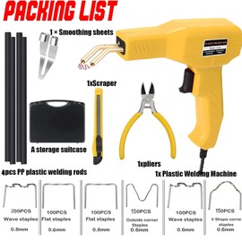 Plastic Welder,2 in 1 Plastic Welding Repair Kit with 1000pcs Hot Staples,4pcs Plastics Welding Rods,knife,Plier, Hot Staples Weld Gun Repair Kit for Car Bumper And Most Plastics (Yellow)