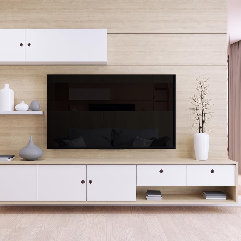 Antrader Walnut Wood Cabinet Knobs,6Pcs Wood Knobs Natural Wooden Dresser