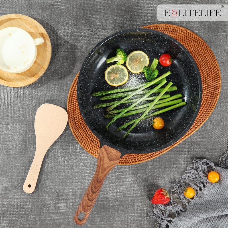 ESLITE LIFE Nonstick Ceramic Frying Pan Skillet with Lid, Non-Toxic