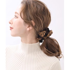 [ヴxante-nu] vingtaine Velour Leopard Pattern Faux Suede Animal Print Simple Office Ruffle Scrunchie Hair Accessories HS – 67 