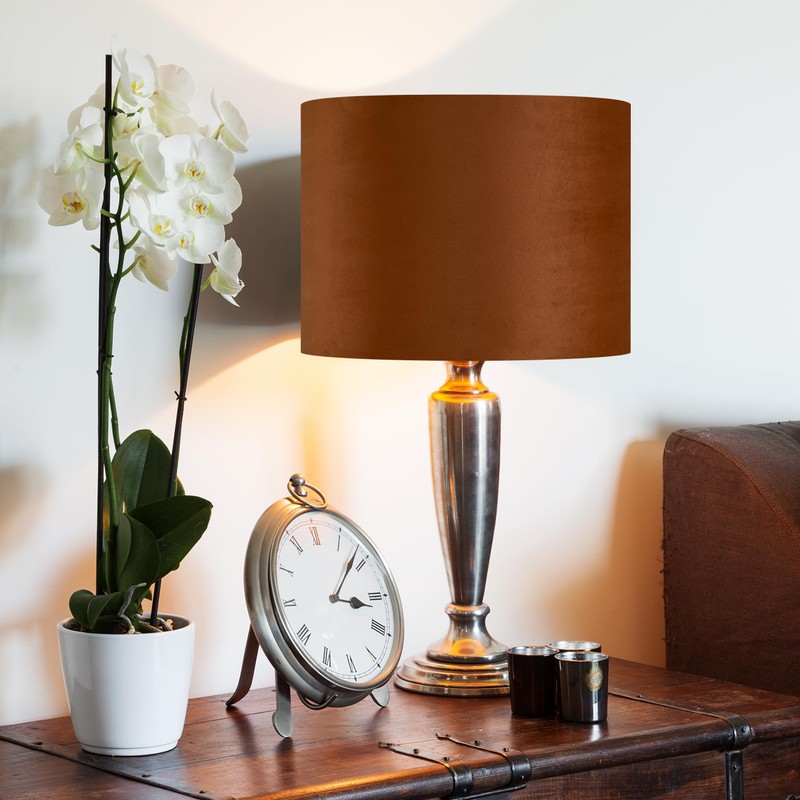 GO&SO 1 PCS Burnt Orange Velvet Drum Lamp Shade,Modern Replacement