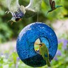 Topadorn Bird Feeder Fly Through Mosaic Round Stained-Glass Birdfeeder, Outdoor