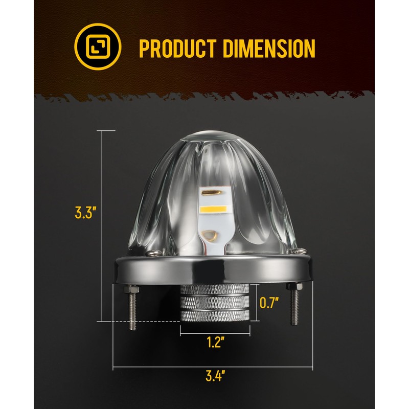Partsam 2Pcs Dual Color Amber/Green LED Glass Lens Watermelon Lights,