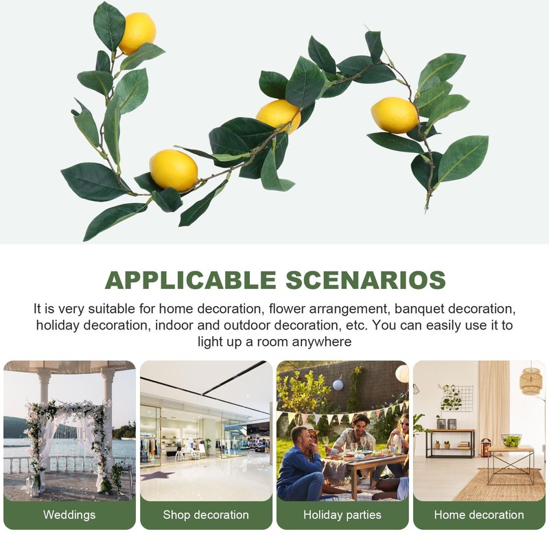 Zerodeko 1pc Simulation Lemon Rattan Summer Decor Lemon Hanging Rattan