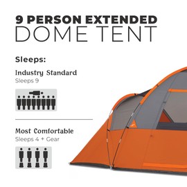 CORE 9 Person Extended Dome Tent - 16' x 9'