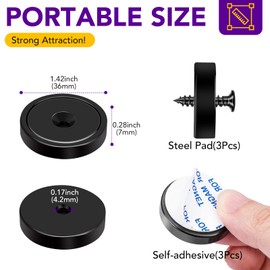 TRYMAG Magnets with Holes, 150LBs Heavy Duty Magnets with Adhesive Backing and Steel Pads for Hanging, 3 Pack Strong Neodymium Cup Magnets with Screws for Wall Mounting, Holding Tools Lifting,Door