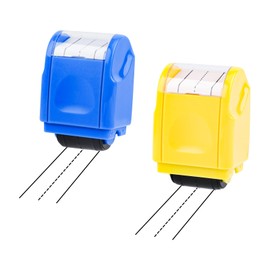 2pcs Dash Handwriting Lines Practice Stamp Roller, Self Inking Teacher Stamps for Kids Students Office Kindergarten Classroom Must-Haves (Blue, Yellow)