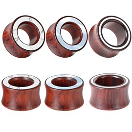TBOSEN 3Pairs Sets Sandalwood Gauges Wood Tunnels Wooden Ear Plugs Earrings Body Jewelry Stretching Expanders 0g-1" in 8mm-25mm