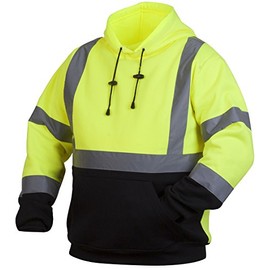 Rugged Outfitters 70798 Hi-Vis Lime Safety Pullover Sweatshirt with Black Bottom (Safety Green, Large)
