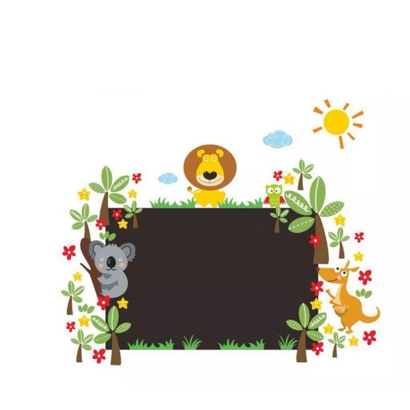 DaraBaby Vinil Decorativo Infantil Pizarron Con Animales Selva Sala