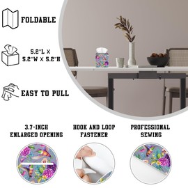 OHEGBXE Hummingbird and Tropical Flower Tissue Box Cover Square, Tissue Box Holder Leather Facial Paper Case Decorative Organizer Holder Dispenser Home Office Car Decor