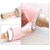Silicone Rolling Pin for Baking With Thickness Rings Wooden Handle