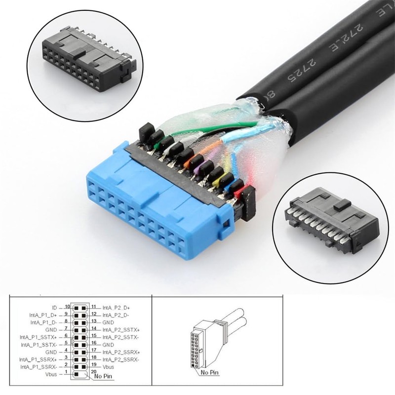xiwai Dual Ports USB 3.0 19/20Pin & Type-E Female Header