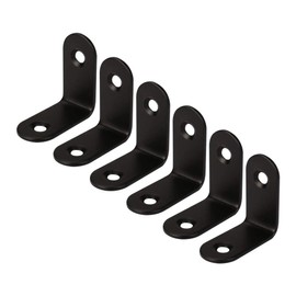 sourcing map 6 pcs. 90 Degree Shelf Bracket Angle Bracket Stainless Steel Metal Bracket 20 x 20 mm Black