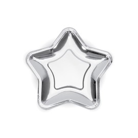 Luck and Luck Silver Star Paper Party Plates x 6 Christmas/Birthday