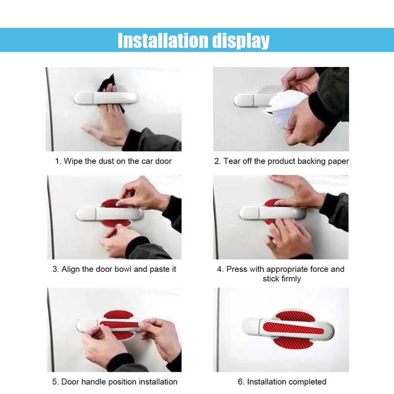 GLSOWEE 8PCS Carbon Fiber Car Door Handle Cup Scratch Protectors,