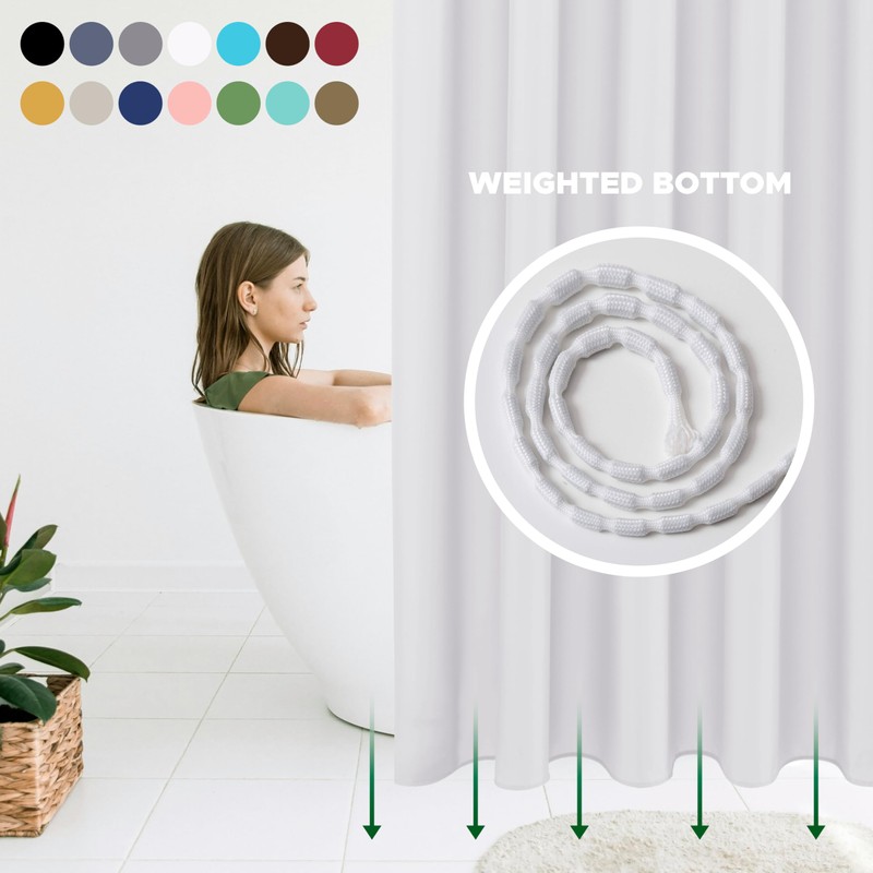Biscaynebay Fabric Shower Stall Curtain Liners, White 66'' Width x72''