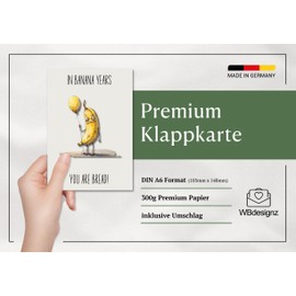 WBdesignz Banana Birthday Card with Envelope - In Banana Years You Are Bread! Funny Birthday Card (A6)