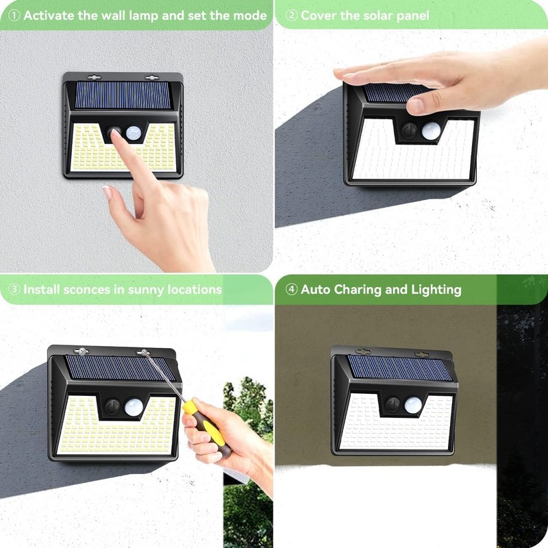 Peasur Solar Lights Outdoor Motion Sensor, 140 LED Solar Powered