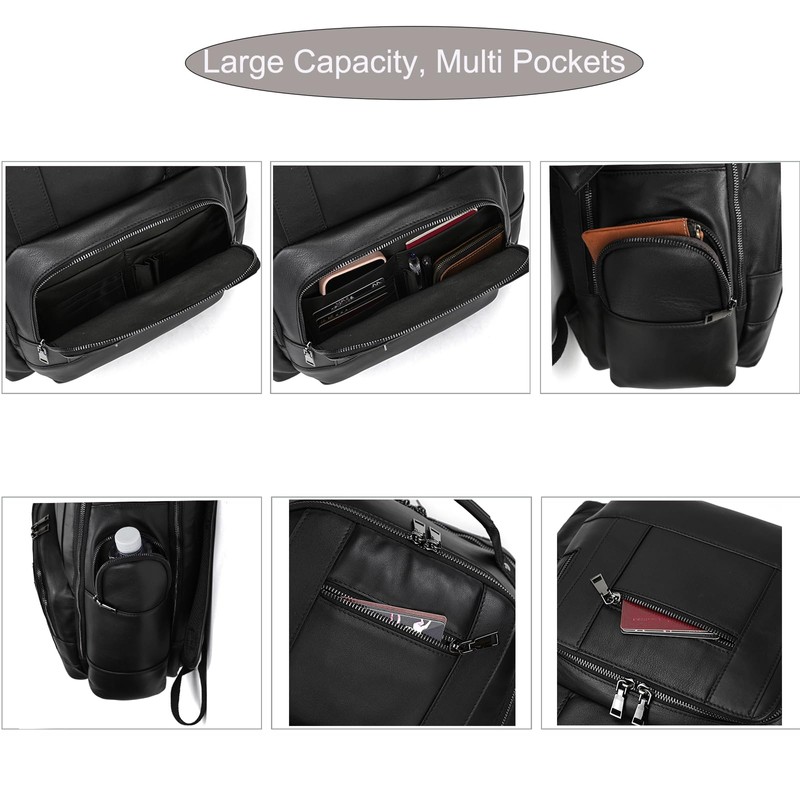 LUUFAN Genuine Leather Backpack Shoulder Bag for Men Women Casual