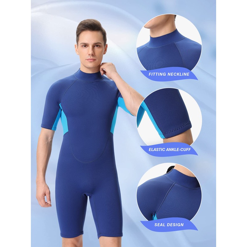 FLEXEL Shorty Wetsuit for Men and Women, 2mm 3mm Neoprene