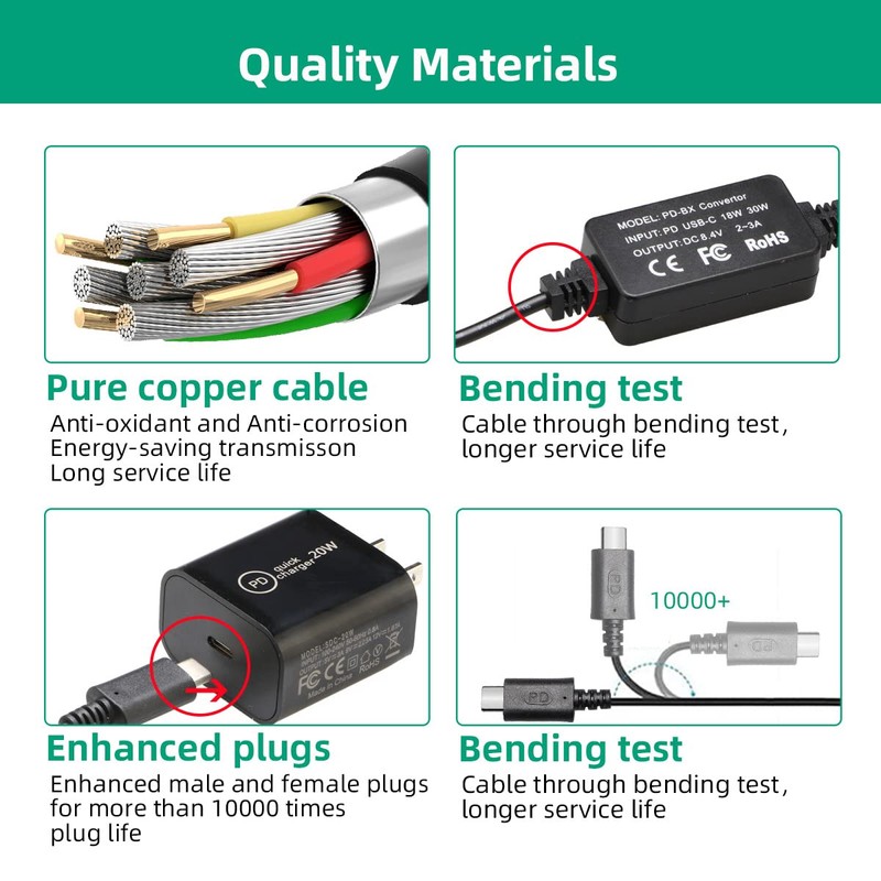 RONFEN DR-E17 DC Coupler Dummy Battery USB-C Cable PD Adapter