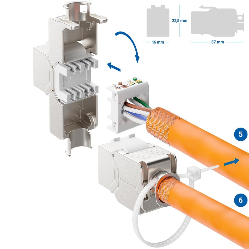 deleyCON 8x Keystone Module CAT 6a Jack - Fully Shielded