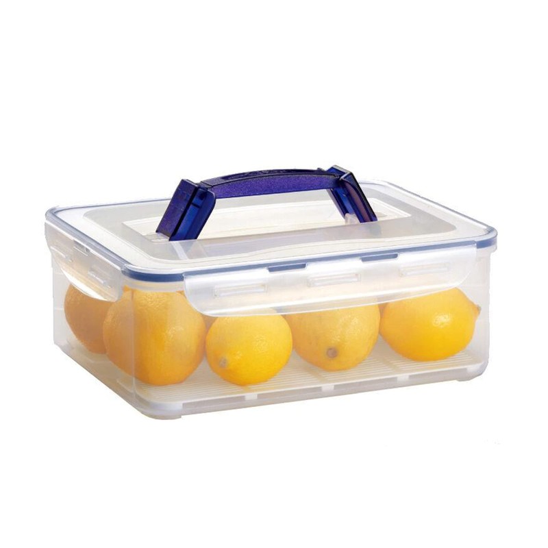 Lock & Lock Rectangular Tall Food Container with Handle, Clear/Blue