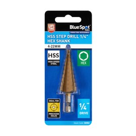 Blue Spot Tools 32052 HSS Step Drill (1/4" Hex Shank) (4-22MM)