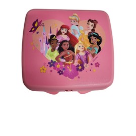 Tupperware Sandwich Box Storage Box Lunch Box Square with Hinge and Lock Various Colours and Designs (Pink Princess)