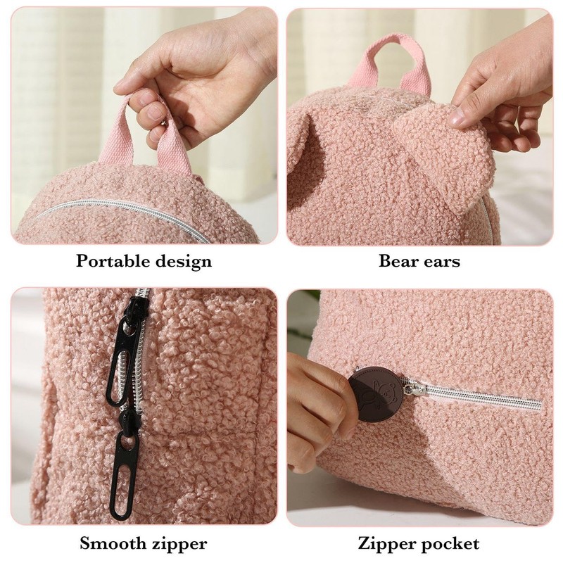 1 Plush Backpack and 1 Fur Ball Keychain, Cute Bear